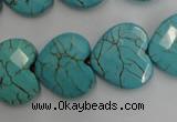 CWB495 15.5 inches 18*18mm faceted heart howlite turquoise beads