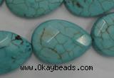 CWB506 15.5 inches 18*25mm faceted flat teardrop howlite turquoise beads