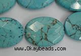 CWB516 15.5 inches 18*25mm faceted oval howlite turquoise beads