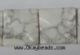 CWB62 15.5 inches 25*25mm wavy square natural white howlite beads