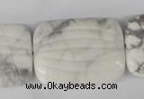 CWB63 15.5 inches 25*35mm carved rectangle natural white howlite beads