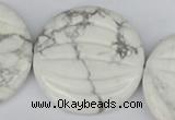 CWB64 15.5 inches 40mm carved coin natural white howlite beads wholesale