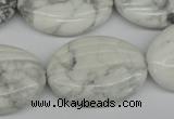 CWB69 15.5 inches 25*35mm carved oval natural white howlite beads