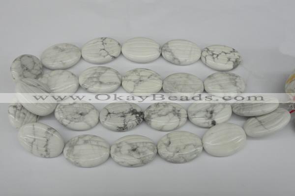 CWB69 15.5 inches 25*35mm carved oval natural white howlite beads