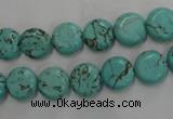 CWB701 15.5 inches 10mm flat round howlite turquoise beads