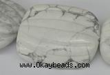 CWB72 15.5 inches 30*40mm carved rectangle natural white howlite beads