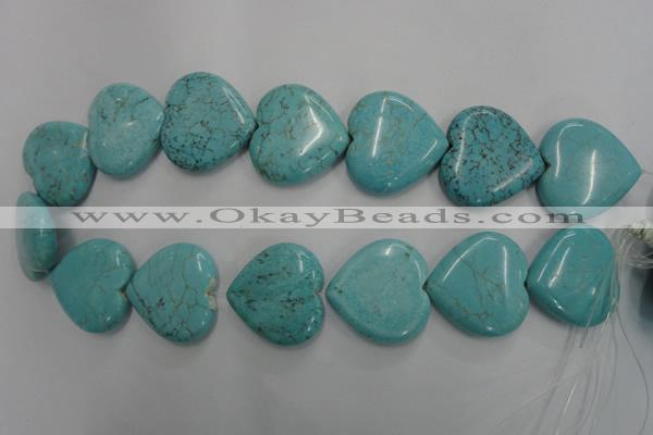 CWB720 15.5 inches 30*30mm heart howlite turquoise beads wholesale