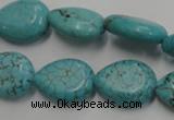 CWB724 15.5 inches 13*18mm flat teardrop howlite turquoise beads