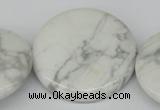 CWB78 15.5 inches 40mm flat round natural white howlite beads