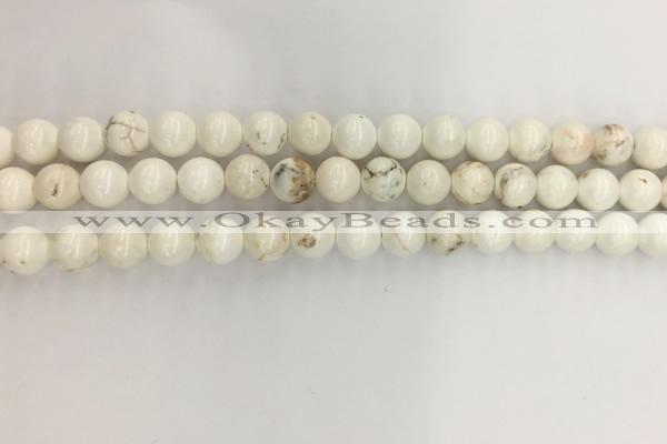 CWB801 15.5 inches 6mm round white howlite turquoise beads