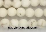 CWB811 15.5 inches 4mm round matte white howlite turquoise beads