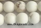 CWB813 15.5 inches 8mm round matte white howlite turquoise beads