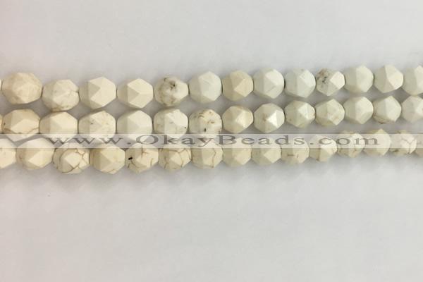 CWB885 15.5 inches 6mm faceted nuggets white howlite turquoise beads