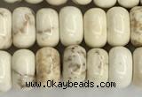 CWB896 15.5 inches 5*8mm rondelle white howlite turquoise beads