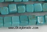 CWB909 15.5 inches 4*4mm cube howlite turquoise beads wholesale