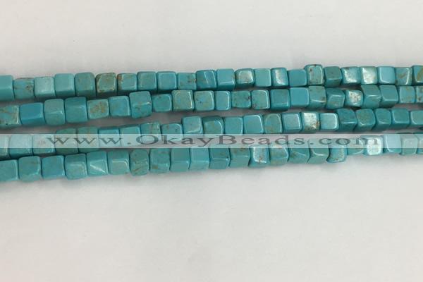 CWB909 15.5 inches 4*4mm cube howlite turquoise beads wholesale