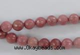 CWF01 15.5 inches 6mm faceted round pink wooden fossil jasper beads