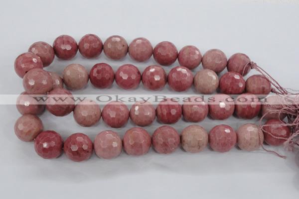 CWF08 15.5 inches 20mm faceted round pink wooden fossil jasper beads