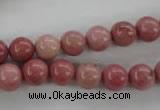 CWF12 15.5 inches 8mm round pink wooden fossil jasper beads wholesale