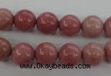 CWF15 15.5 inches 12mm round pink wooden fossil jasper beads wholesale