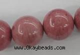 CWF19 15.5 inches 20mm round pink wooden fossil jasper beads wholesale