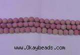 CWF20 15.5 inches 4mm round matte pink wooden fossil jasper beads