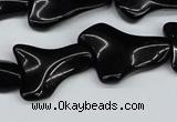 CWG01 15.5 inches 18*25mm wavy freeform black agate gemstone beads