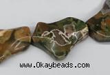 CWG08 15.5 inches 25*33mm wavy freeform rhyolite gemstone beads