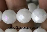 CWH67 15.5 inches 10mm faceted round AB-color white jade beads