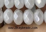 CWH75 15.5 inches 5*8mm faceted rondelle AB-color white jade beads