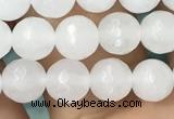 CWH77 15.5 inches 6mm faceted round white jade beads wholesale