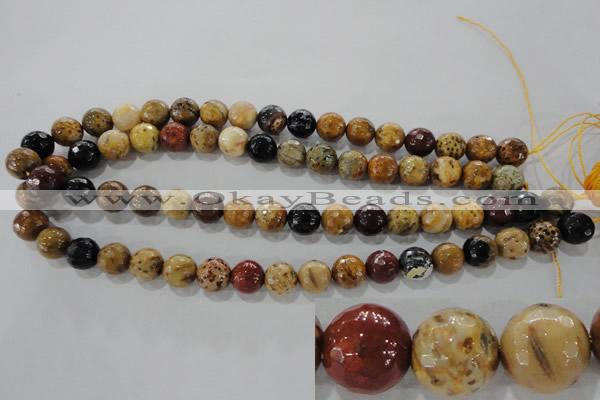 CWJ304 15.5 inches 10mm faceted round wood jasper gemstone beads