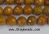 CWJ469 15.5 inches 6mm faceted round yellow petrified wood jasper beads