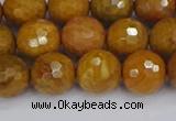 CWJ471 15.5 inches 10mm faceted round yellow petrified wood jasper beads