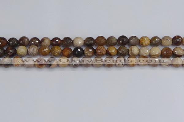 CWJ477 15.5 inches 8mm faceted round wood jasper gemstone beads