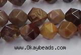 CWJ491 15.5 inches 8mm faceted nuggets wood jasper beads