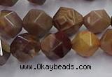 CWJ492 15.5 inches 10mm faceted nuggets wood jasper beads