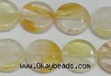 CYC06 15.5 inches 20mm flat round yellow crystal quartz beads