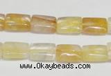 CYC08 15.5 inches 10*14mm rectangle yellow crystal quartz beads