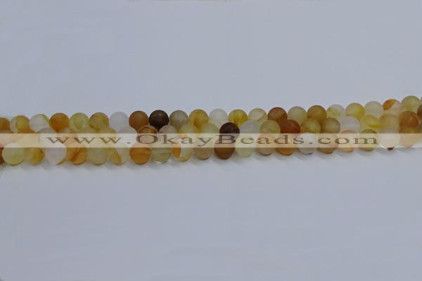 CYC140 15.5 inches 4mm round matte yellow quartz beads wholesale