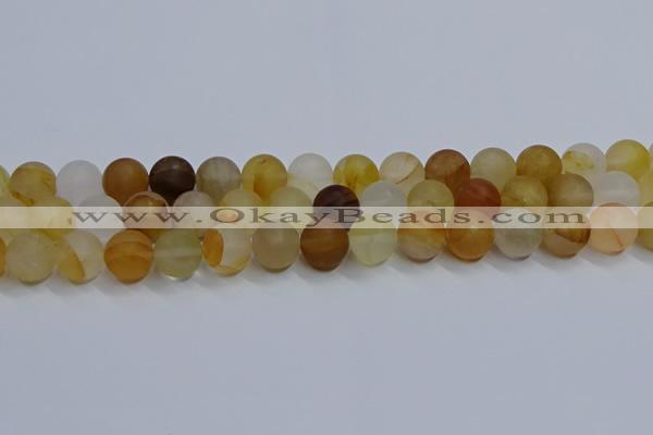 CYC144 15.5 inches 12mm round matte yellow quartz beads wholesale