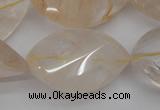 CYC205 15.5 inches 22*32mm twisted & faceted teardrop yellow quartz beads