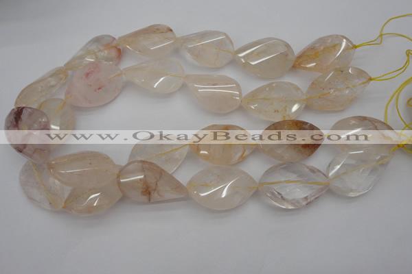 CYC205 15.5 inches 22*32mm twisted & faceted teardrop yellow quartz beads