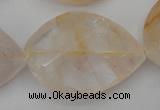 CYC207 15.5 inches 28*40mm twisted & faceted teardrop yellow quartz beads