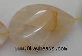 CYC208 15.5 inches 23*45mm twisted & faceted teardrop yellow quartz beads