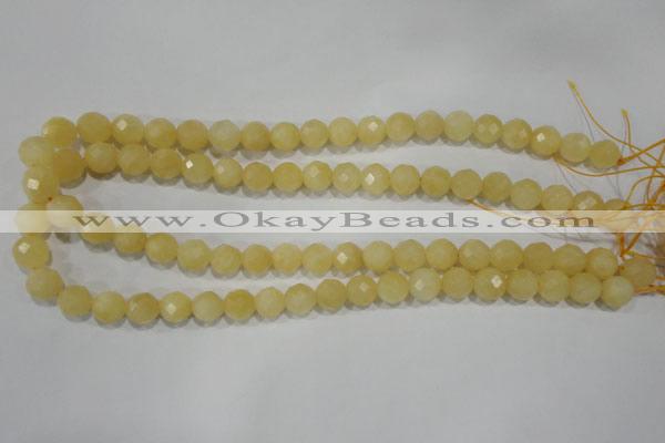 CYJ153 15.5 inches 10mm faceted round yellow jade beads wholesale