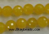 CYJ204 15.5 inches 12mm faceted round yellow jade beads wholesale