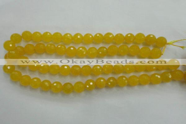 CYJ204 15.5 inches 12mm faceted round yellow jade beads wholesale