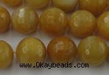 CYJ326 15.5 inches 14mm faceted round yellow jade beads wholesale