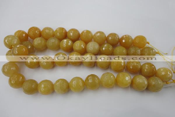 CYJ328 15.5 inches 18mm faceted round yellow jade beads wholesale